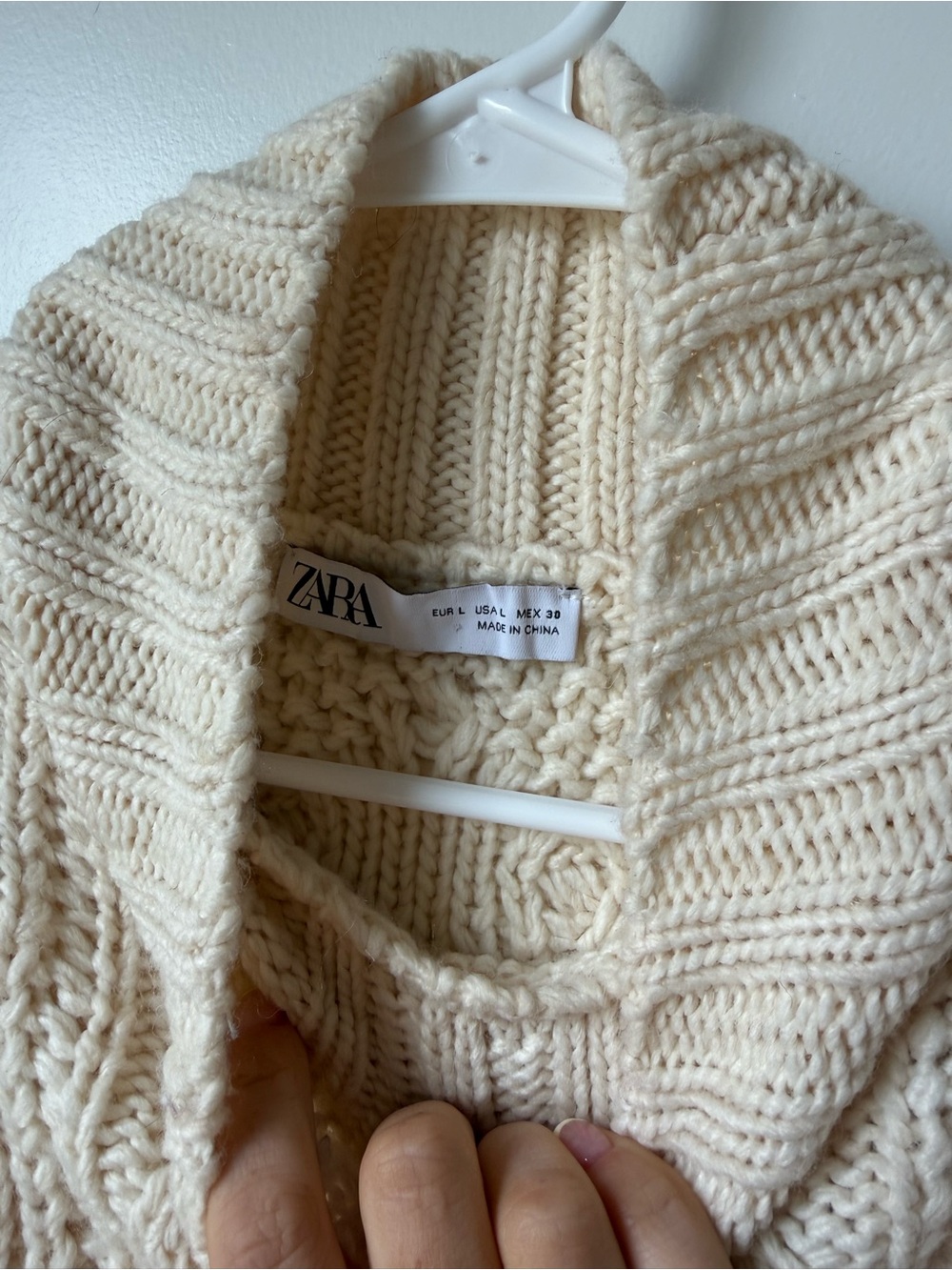 Zara Cream Cable Turtleneck Sweater - Picture 2 of 2